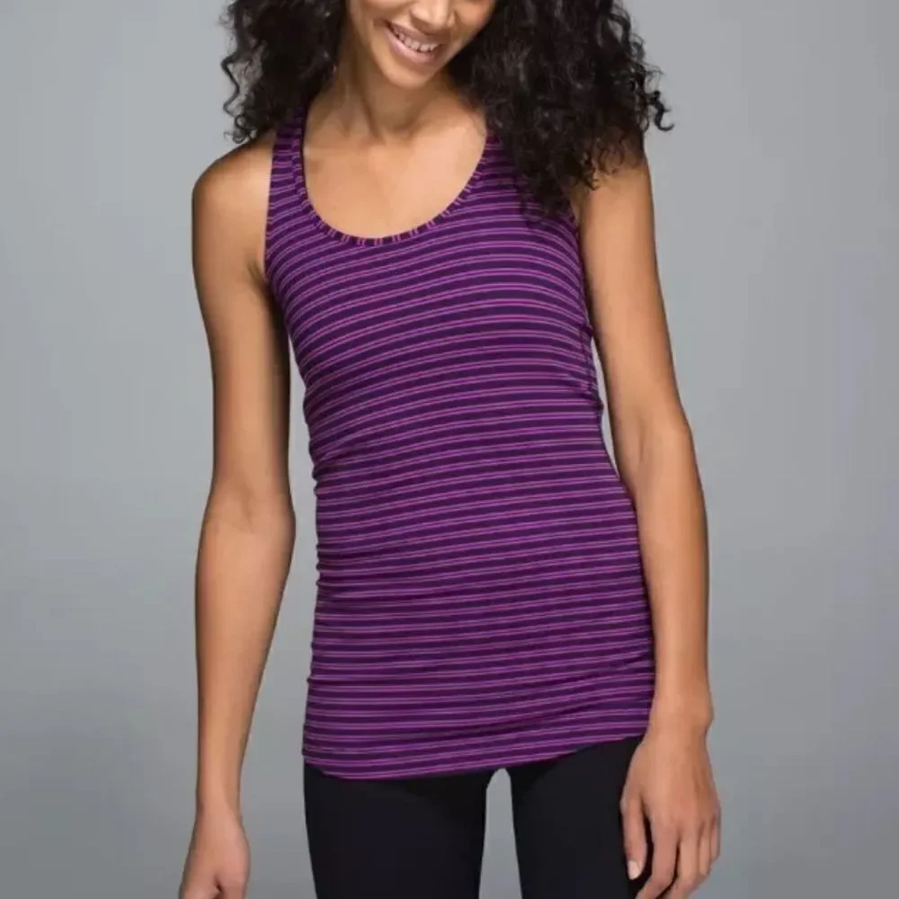 LULULEMON Cool Racerback Double Trouble Stripe Ultra Violet Black Grape Size 4